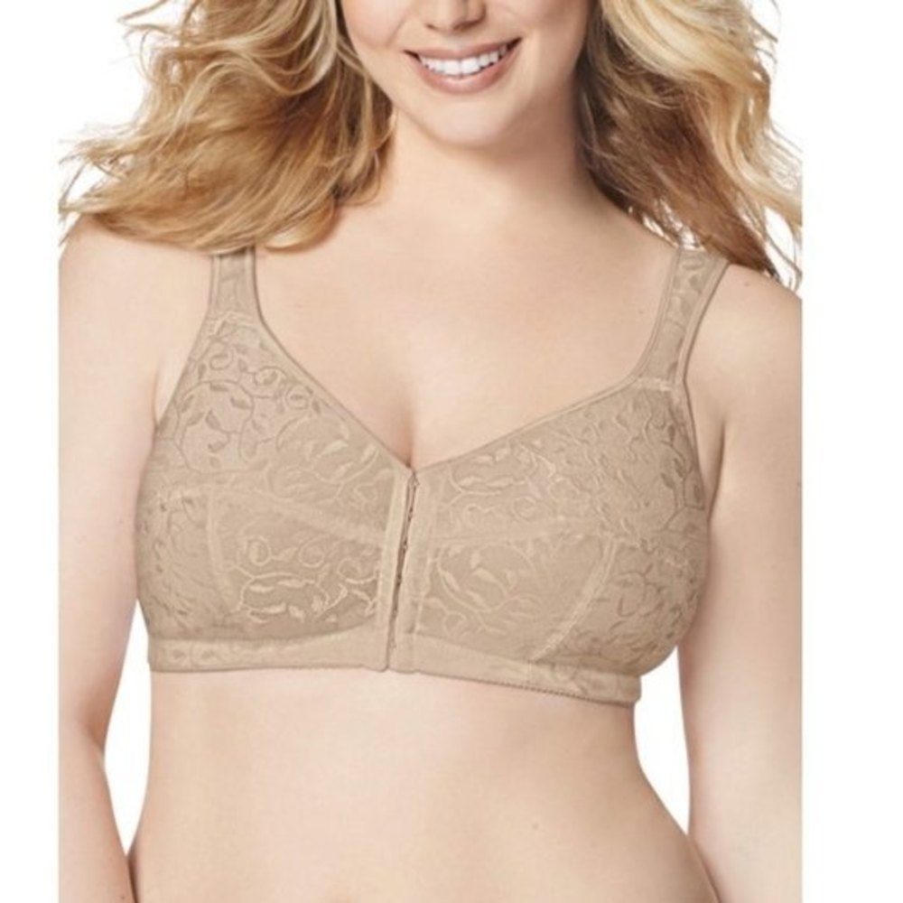 Just My Size Front Close Wire-Free Bra Nude Beige Sz 40DD
